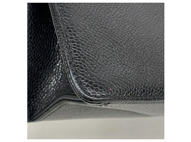 Borsa Tote Chanel in pelle di vitello grana nera - vista 6