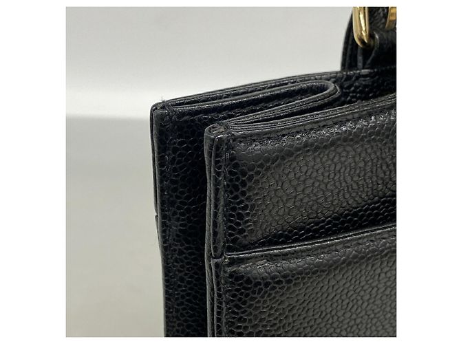 Borsa Tote Chanel in pelle di vitello grana nera - vista 7