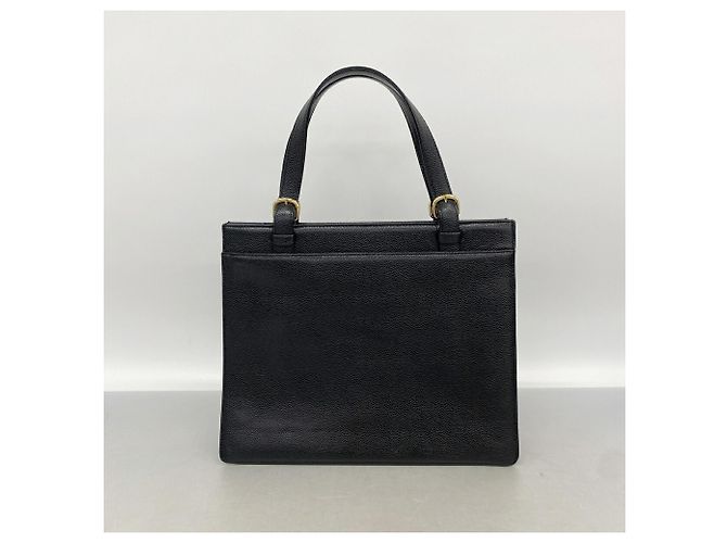 Borsa Tote Chanel in pelle di vitello grana nera - vista 9