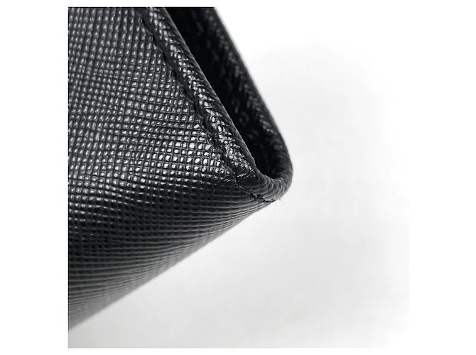 Cartera Prada Tri-fold de piel negra - vista 3