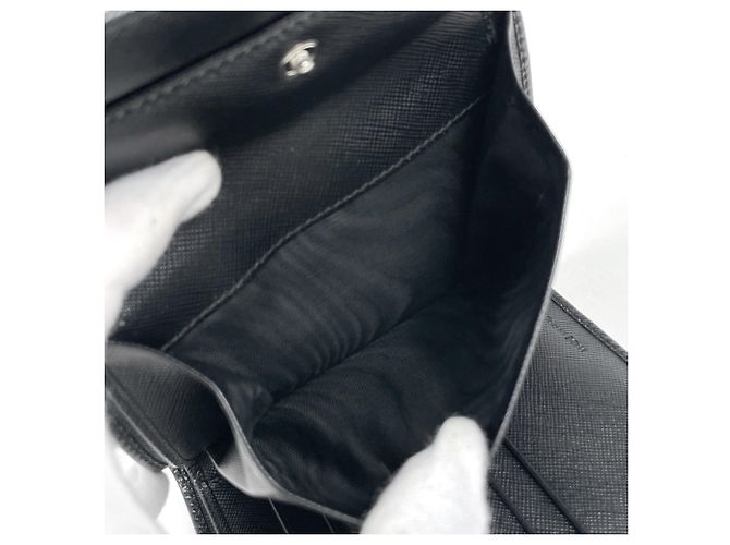 Cartera Prada Tri-fold de piel negra - vista 5
