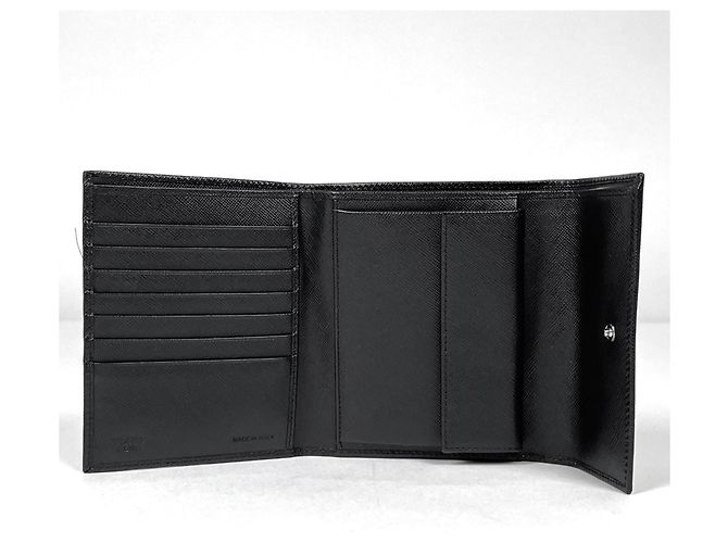 Cartera Prada Tri-fold de piel negra - vista 6
