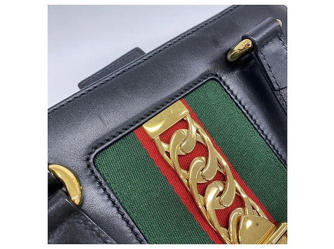Borsa a mano Gucci Sylvie in pelle nera - vista 9
