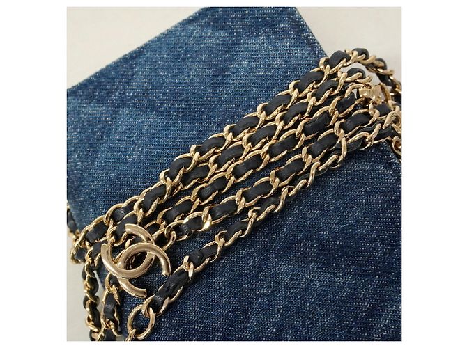 Marsupio Chanel in denim blu - vista 7