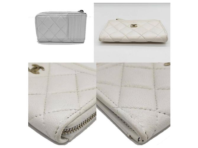 Monedero Chanel de piel de becerro granulada blanca - vista 2