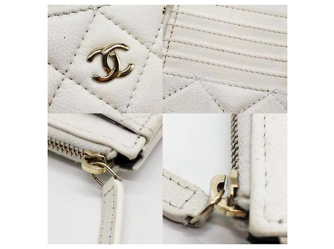 Monedero Chanel de piel de becerro granulada blanca - vista 3