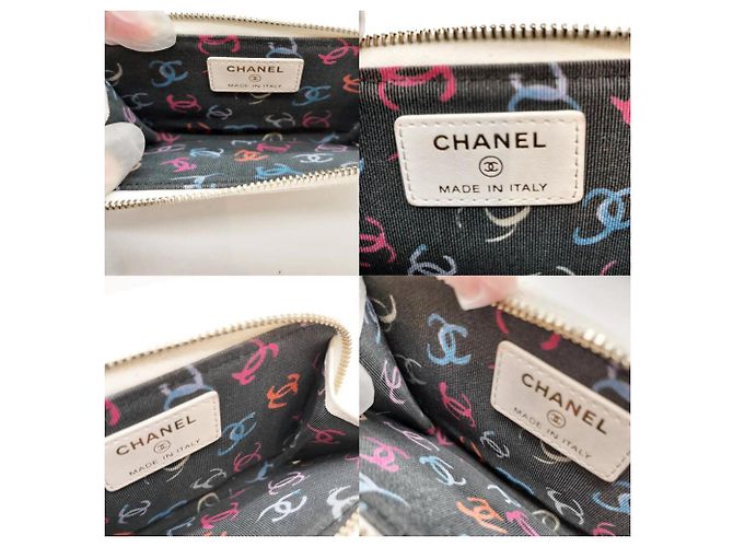 Monedero Chanel de piel de becerro granulada blanca - vista 4