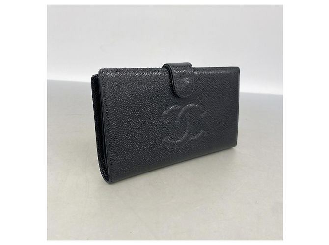 Cartera larga Chanel de piel de becerro granulada negra - vista 2