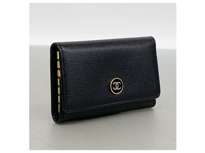 Portachiavi Chanel in pelle nera - vista 2