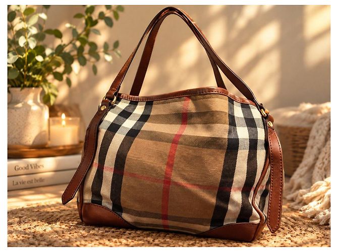 Burberry Borsa Tote Canterbury Nova Check Marrone - vista 2