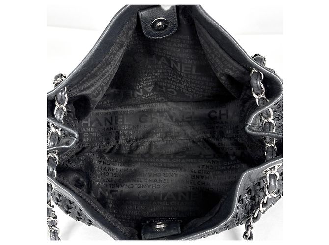 Borsa a tracolla Chanel in pelle nera - vista 8