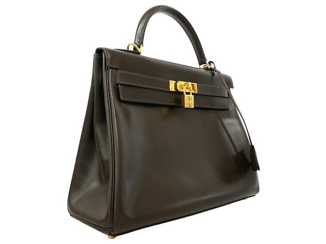 Hermès Borsa Hermes Kelly 32 in pelle Box Calf Brown - vista 2