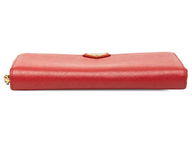 Cartera larga Prada Red Saffiano con cremallera - vista 3