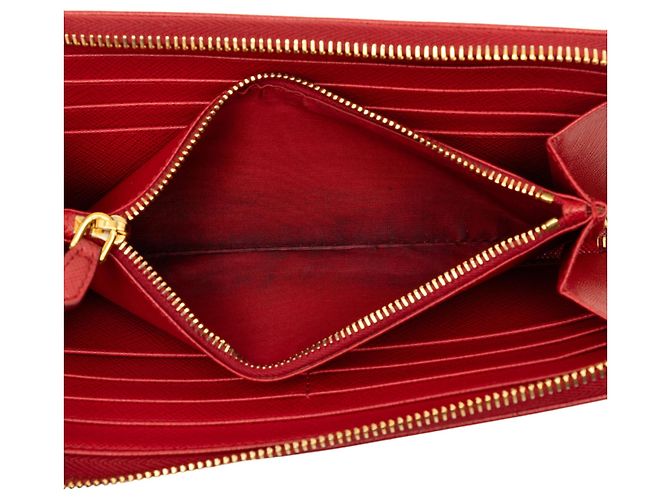 Cartera larga Prada Red Saffiano con cremallera - vista 4