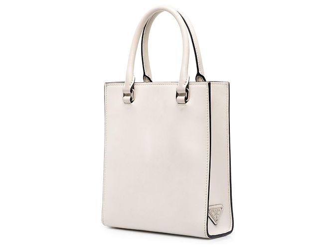 Prada Mini Soft Calf Logo Drill Satchel Weiß - Ansicht 2