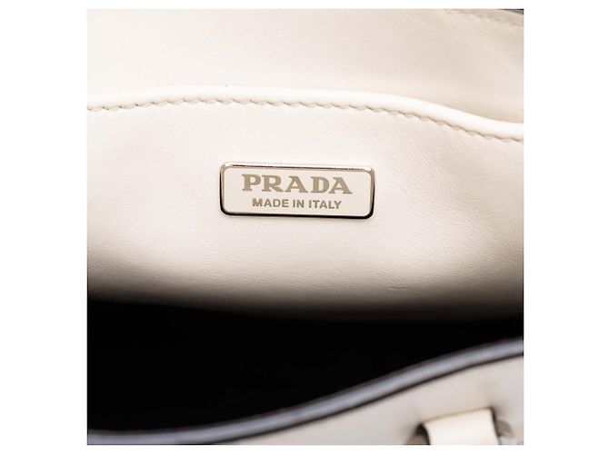 Prada Mini Soft Calf Logo Drill Satchel Weiß - Ansicht 5