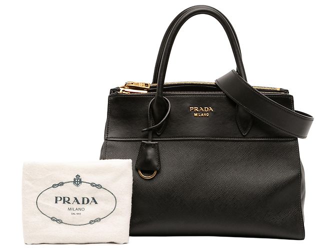 Borsa Prada Paradigme in Saffiano nera con rifiniture in vitello City - vista 7