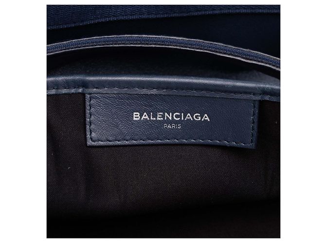 Balenciaga Cabas Tote S in pelle di vitello traforata blu navy - vista 5