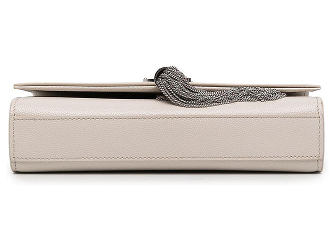 Autre Marque Saint Laurent White Small Grain de Poudre Monogram Kate Tassel Crossbody - vista 3