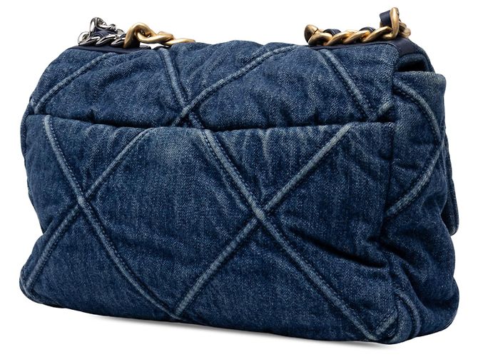 Chanel 19 Flap aus blauem Denim Größe Medium - Ansicht 2