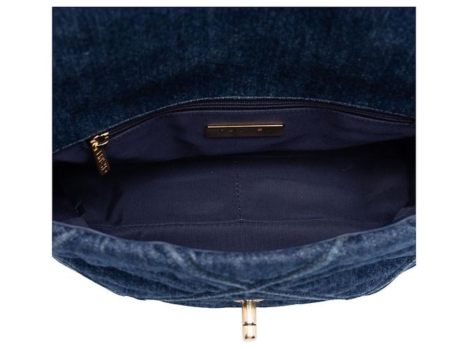 Chanel 19 Flap aus blauem Denim Größe Medium - Ansicht 4