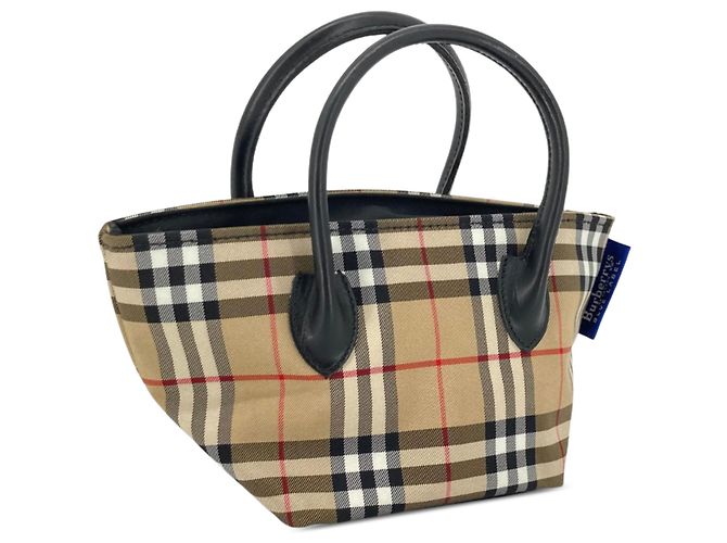 Borsa Burberry Beige House Check Canvas - vista 2