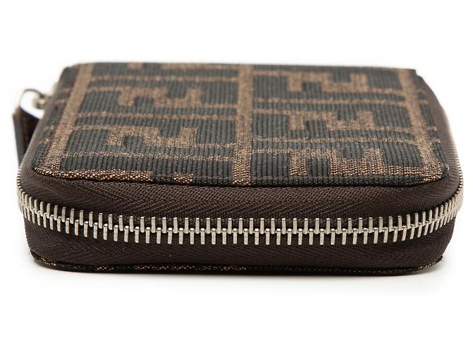 Portafoglio a tracolla con zip Fendi Brown Zucca Canvas - vista 3