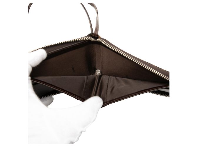 Portafoglio a tracolla con zip Fendi Brown Zucca Canvas - vista 5