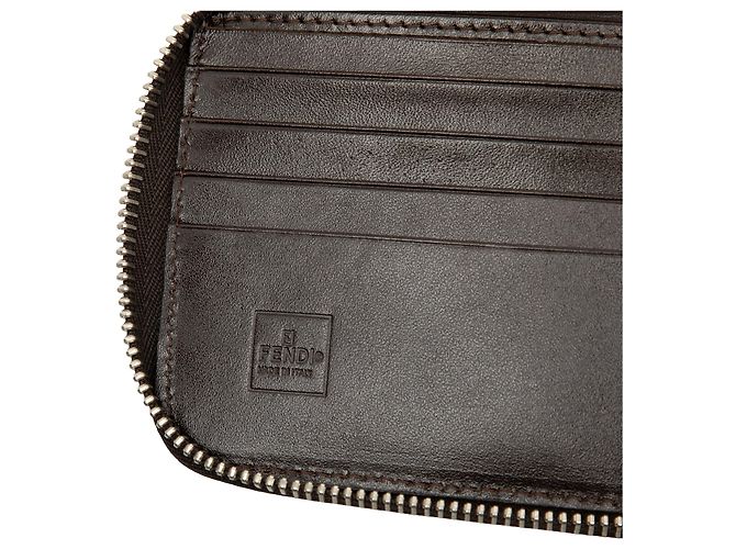 Portafoglio a tracolla con zip Fendi Brown Zucca Canvas - vista 6
