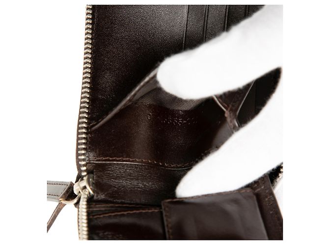 Portafoglio a tracolla con zip Fendi Brown Zucca Canvas - vista 7