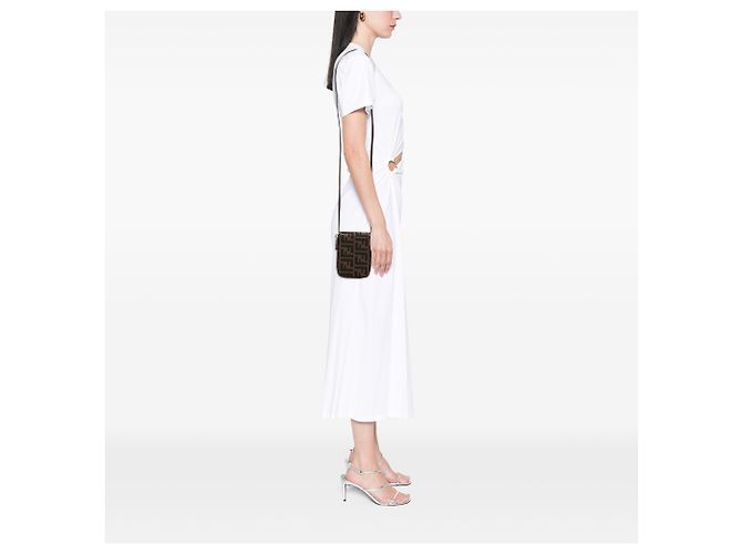 Portafoglio a tracolla con zip Fendi Brown Zucca Canvas - vista 8