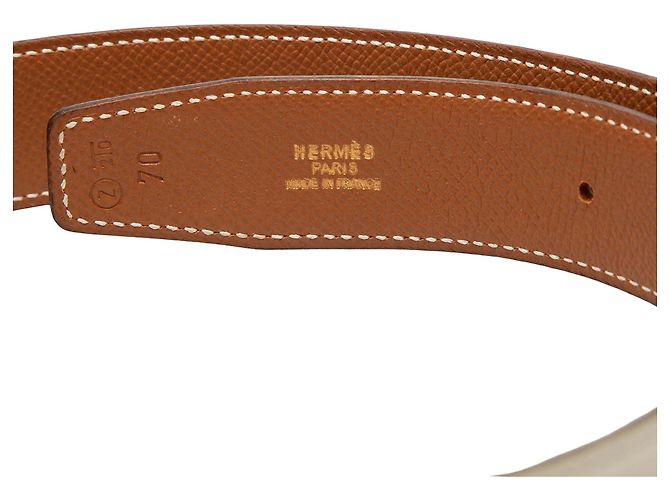 Cintura reversibile Constance H Hermès in Box Calf e Courchevel bianco - vista 6