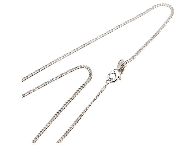 Collana con pendente a cuore in strass e ottone CC argentato Chanel - vista 5