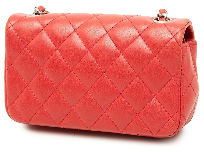 Chanel Red Extra Mini Rectangular Classic Lambskin Single Flap - vista 2