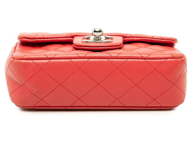 Chanel Red Extra Mini Rectangular Classic Lambskin Single Flap - vista 3
