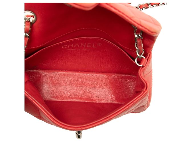 Chanel Red Extra Mini Rectangular Classic Lambskin Single Flap - vista 4