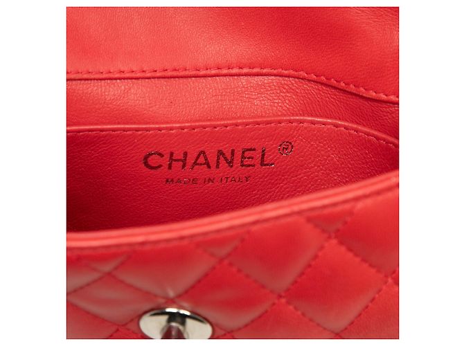 Chanel Red Extra Mini Rectangular Classic Lambskin Single Flap - vista 5