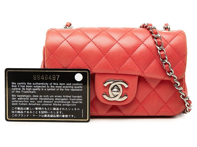 Chanel Red Extra Mini Rectangular Classic Lambskin Single Flap - vista 7