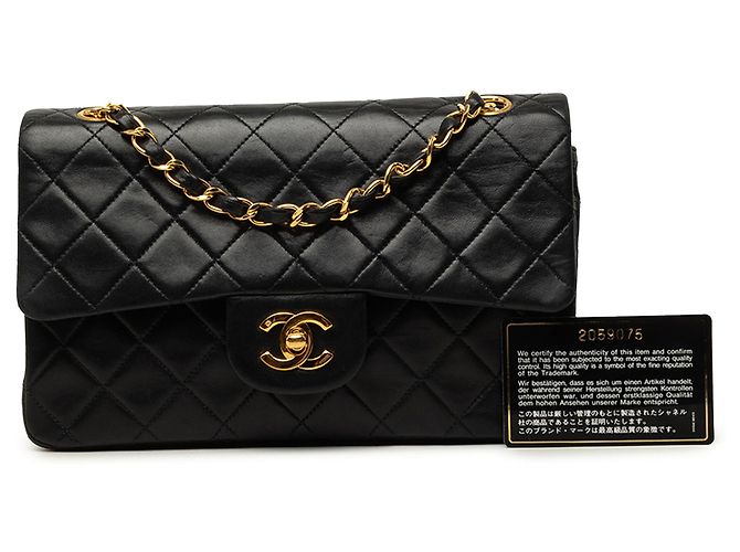 Chanel Black Small Classic Lambskin Double Flap - vista 7