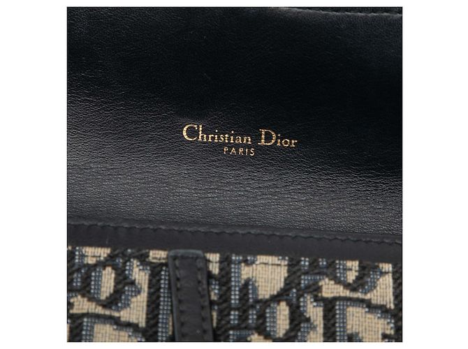 Borsetta Saddle Dior in tela Oblique blu piccola con catena - vista 5