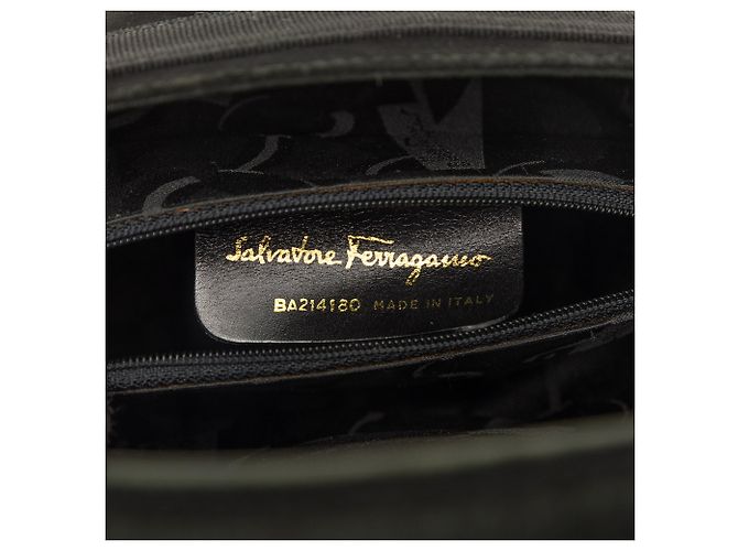 Salvatore Ferragamo Borsa a secchiello Ferragamo Vara Bow in camoscio nero - vista 5