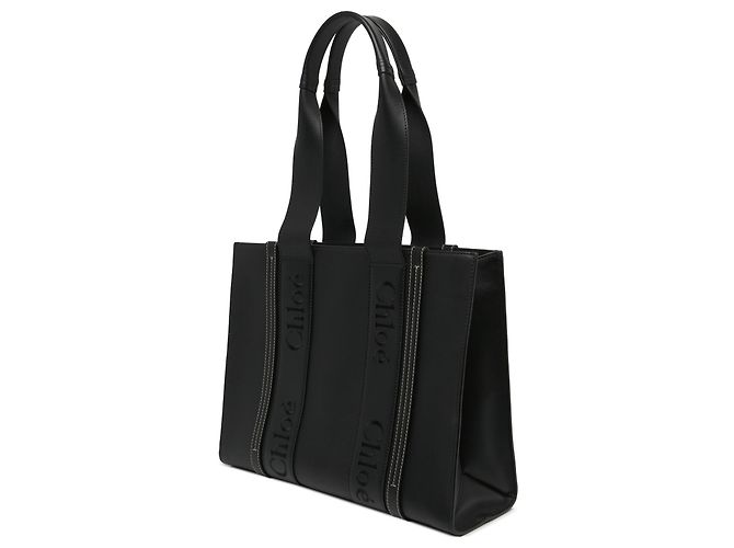 Chloé Woody Shopper aus Kalbsleder Medium Schwarz - Ansicht 2