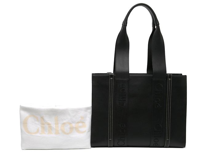 Chloé Woody Shopper aus Kalbsleder Medium Schwarz - Ansicht 6
