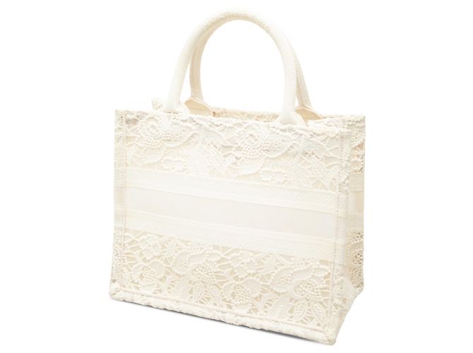 Dior Book Tote Small in mesh macramé ricamato bianco - vista 2