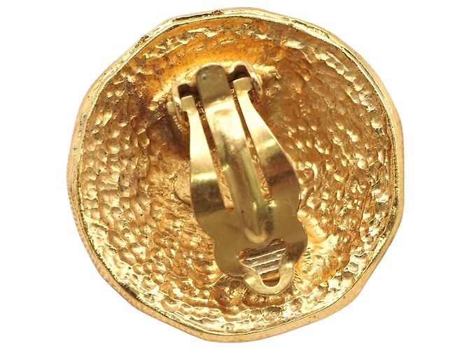 Orecchini a clip Chanel Gold CC placcati in oro con stemma rotondo - vista 4