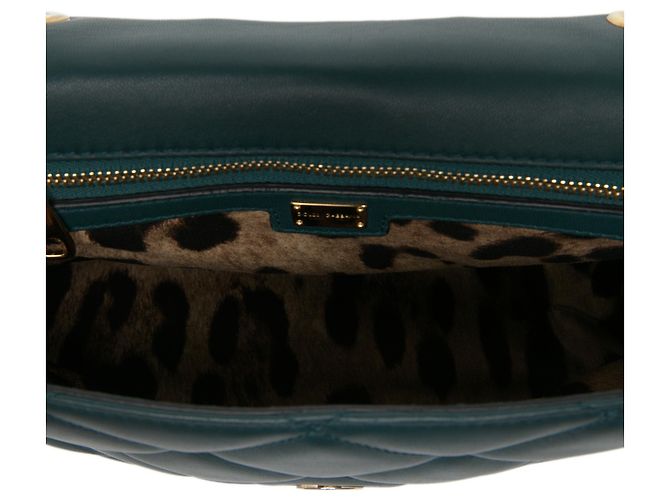 Borsa a tracolla Miss Kate in pelle matelassé verde Dolce & Gabbana - vista 4