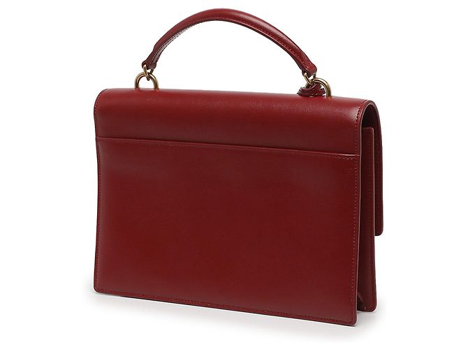 Autre Marque Borsa Saint Laurent Sunset Top Handle Large in pelle di vitello rossa con monogramma - vista 2