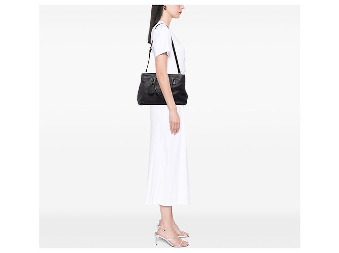 Tote aperta convertibile Prada in Vitello Daino nero - vista 6