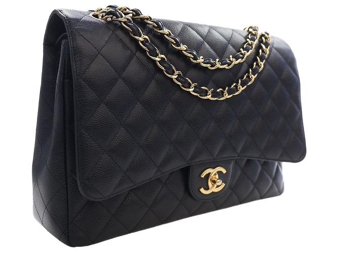 Chanel Black Maxi Classic Caviar Double Flap - vista 12