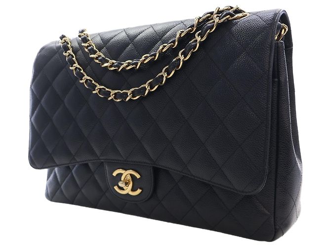 Chanel Black Maxi Classic Caviar Double Flap - vista 13